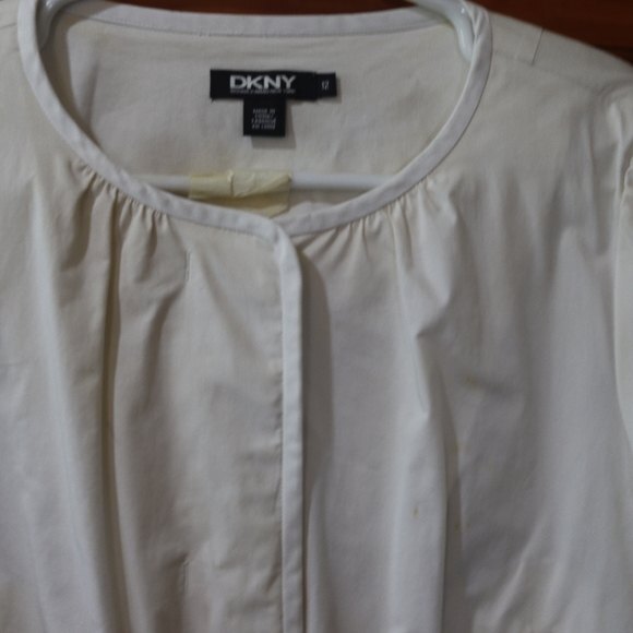 DKNY White Cotton Light Blazer Jacket Tie Front  12 - Picture 3 of 10